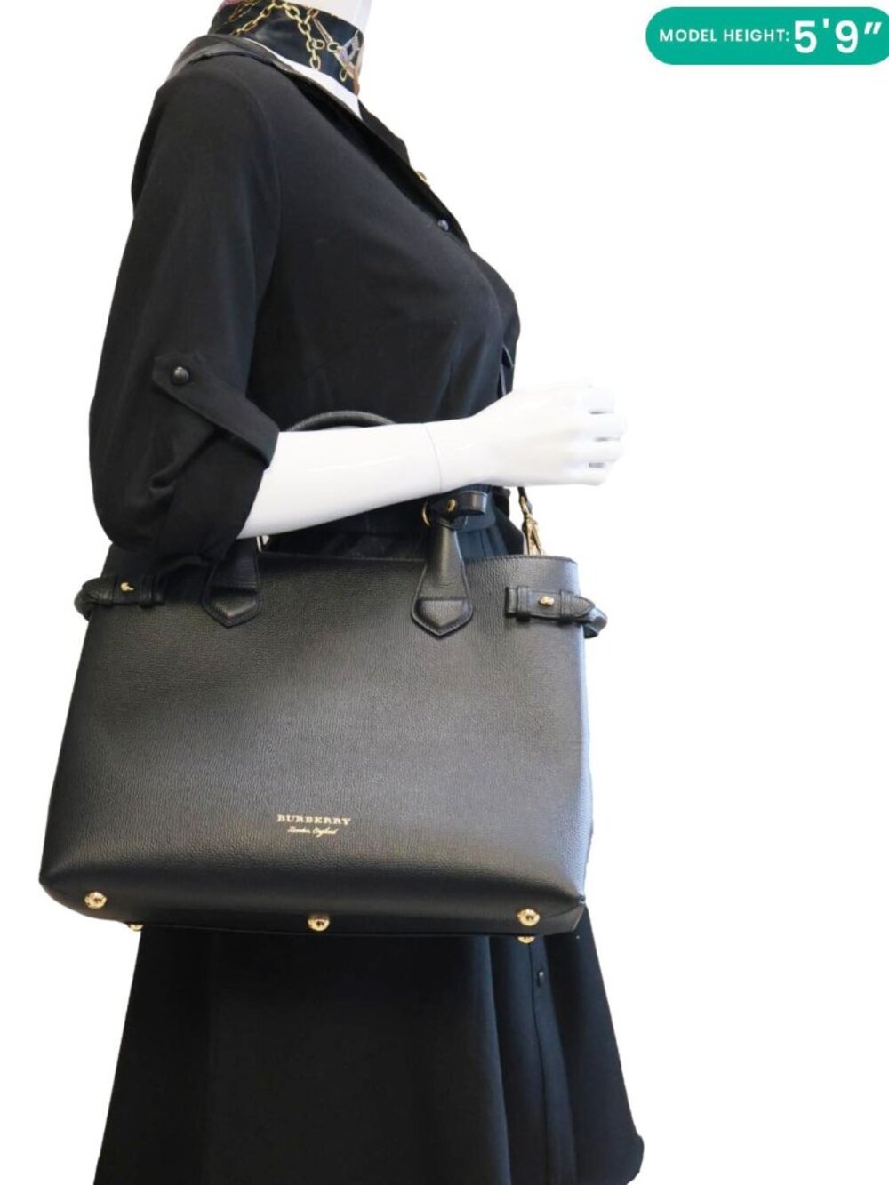 Burberry  Banner Medium Calfskin House Check Crossbody Bag Black - Picture 2 of 12